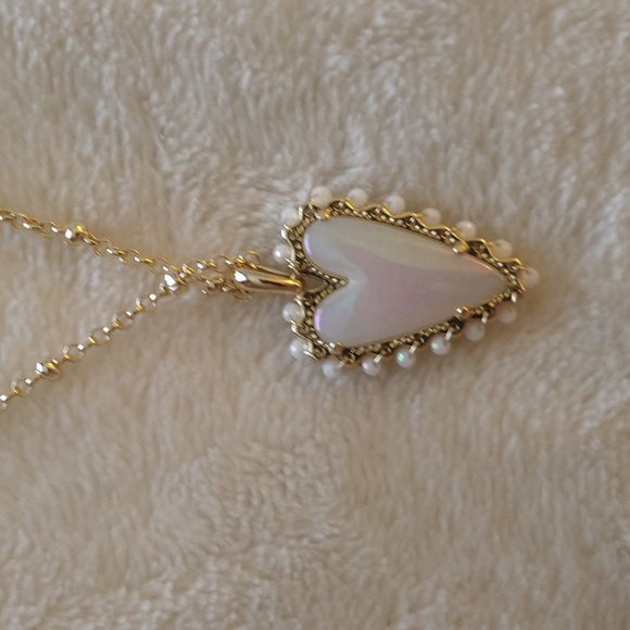 NWT Kendra Scott Beaded Ansley Long Pendant Necklace Iridescent Frosted Glass - Picture 7 of 7